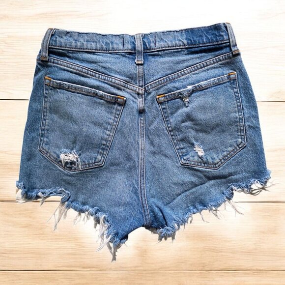 ABERROMBIE & FITCH ( 6 ) Blue Denim Mom Shorts High Rise Curve Love - Picture 3 of 5